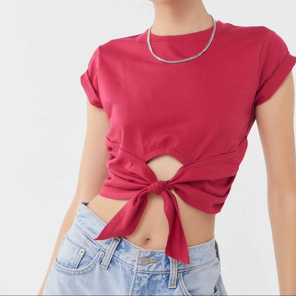 tie-front crop top